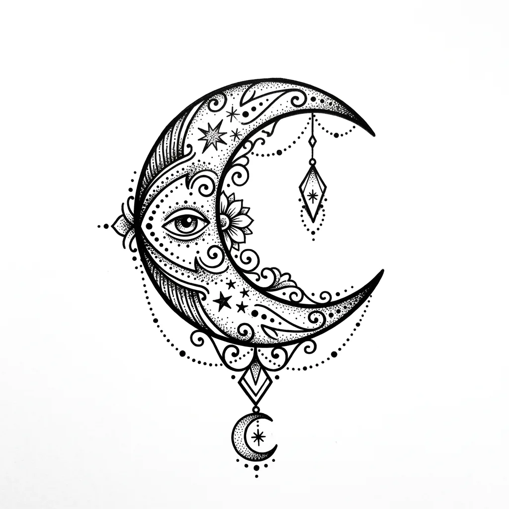 Fine-line moon tattoo idea for forearm