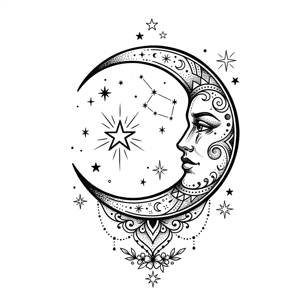 Realistic moon tattoo idea for shoulder