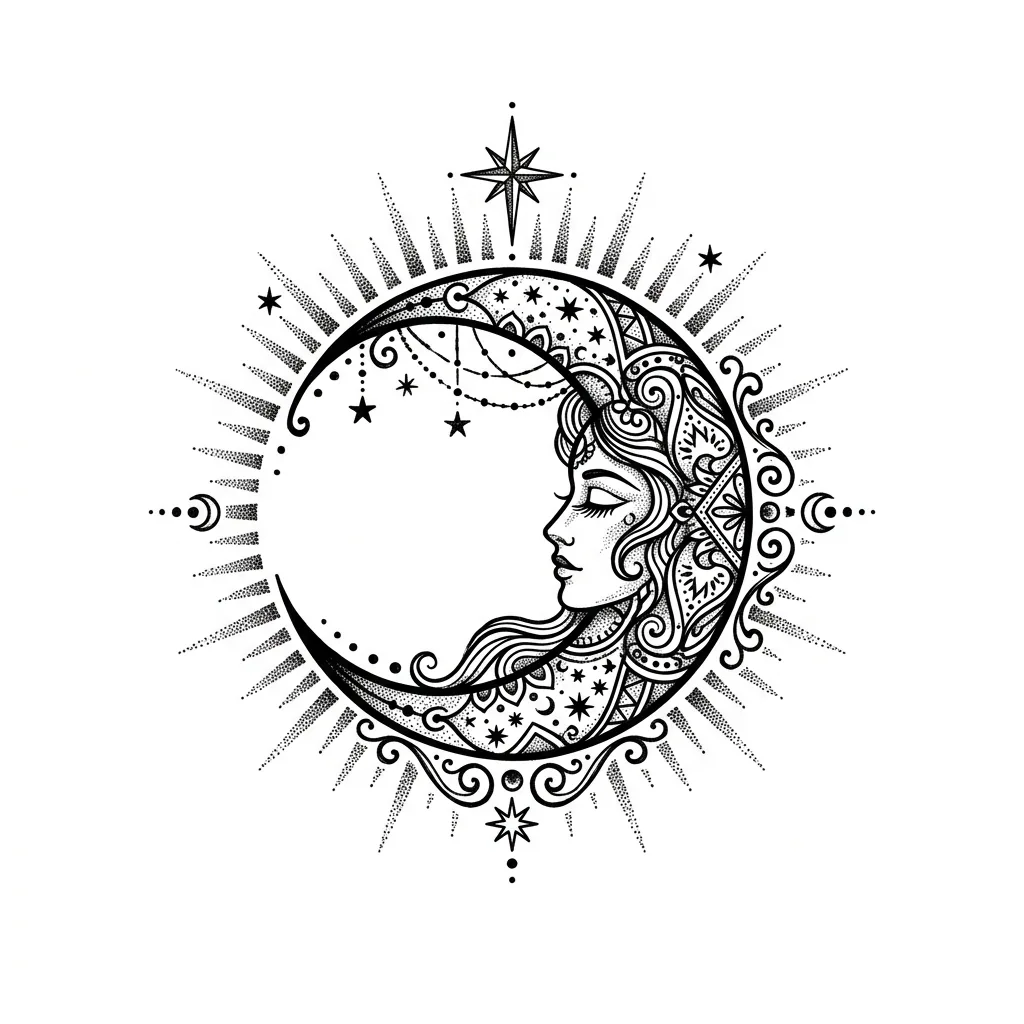 Color moon tattoo idea for collarbone