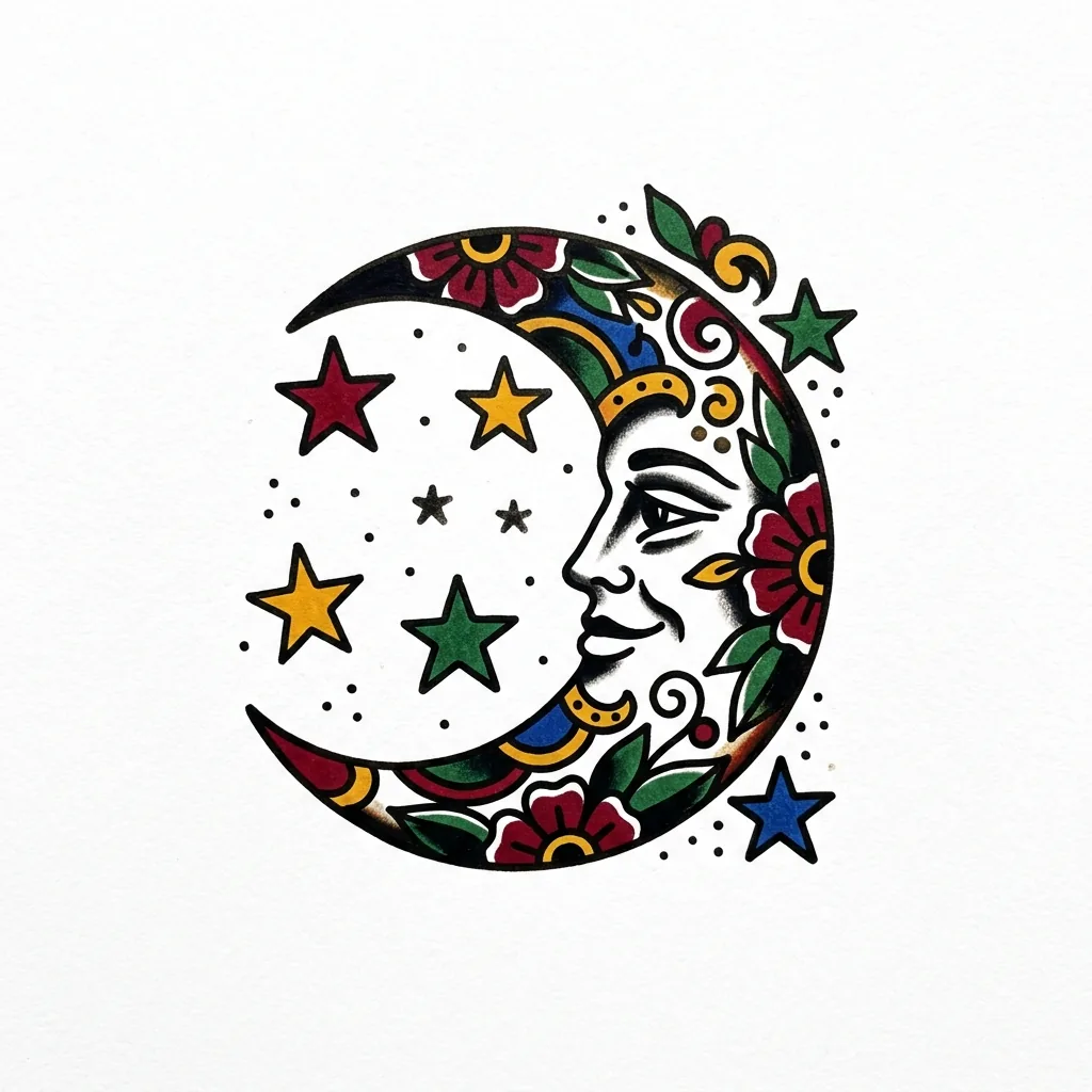 Fine-line moon tattoo idea for forearm