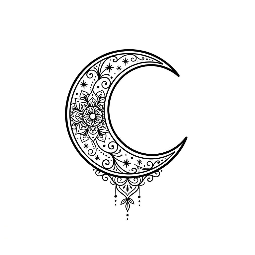 Color moon tattoo idea for collarbone