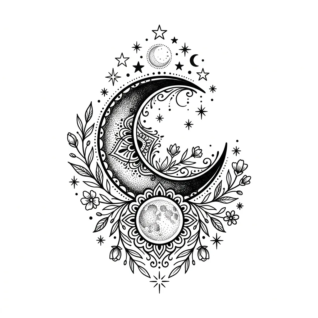 Fine-line moon tattoo idea for forearm