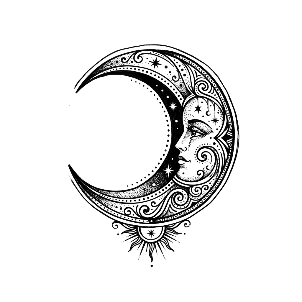 Realistic moon tattoo idea for shoulder