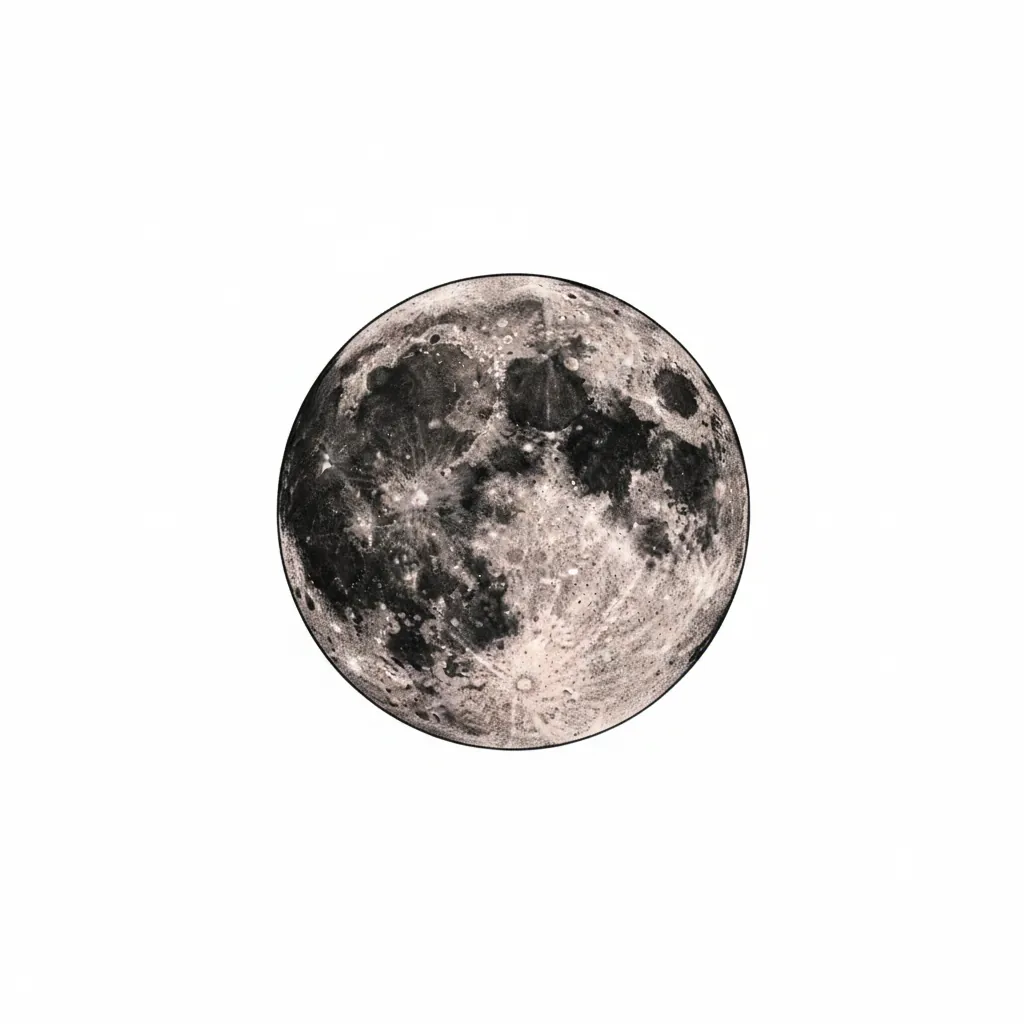 Traditional moon tattoo idea for back