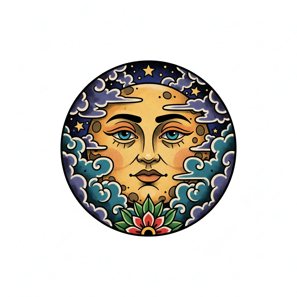 Color moon tattoo idea for collarbone