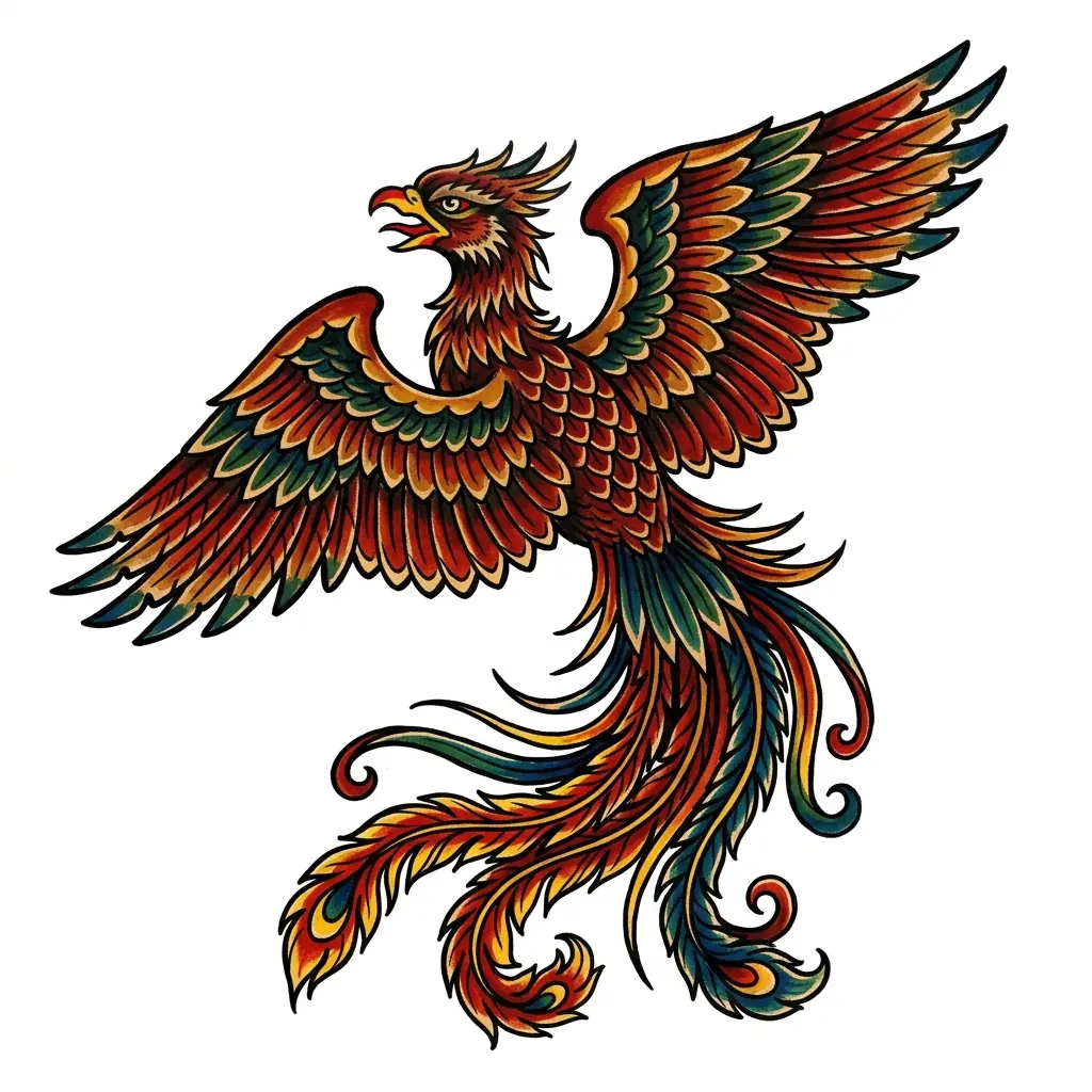 Fine-line phoenix tattoo idea for forearm