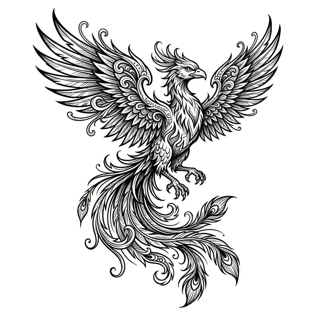 Traditional phoenix tattoo idea for back
