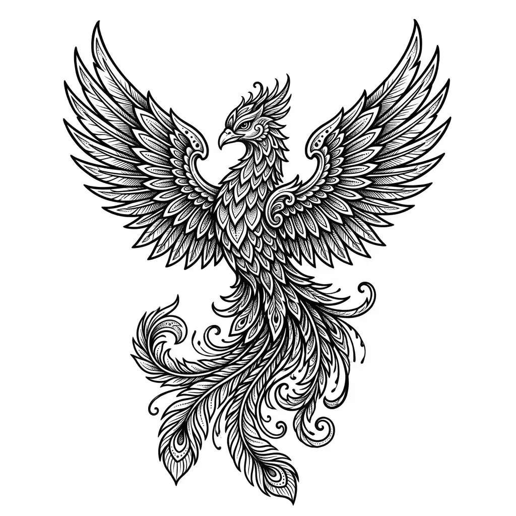 Realistic phoenix tattoo idea for shoulder