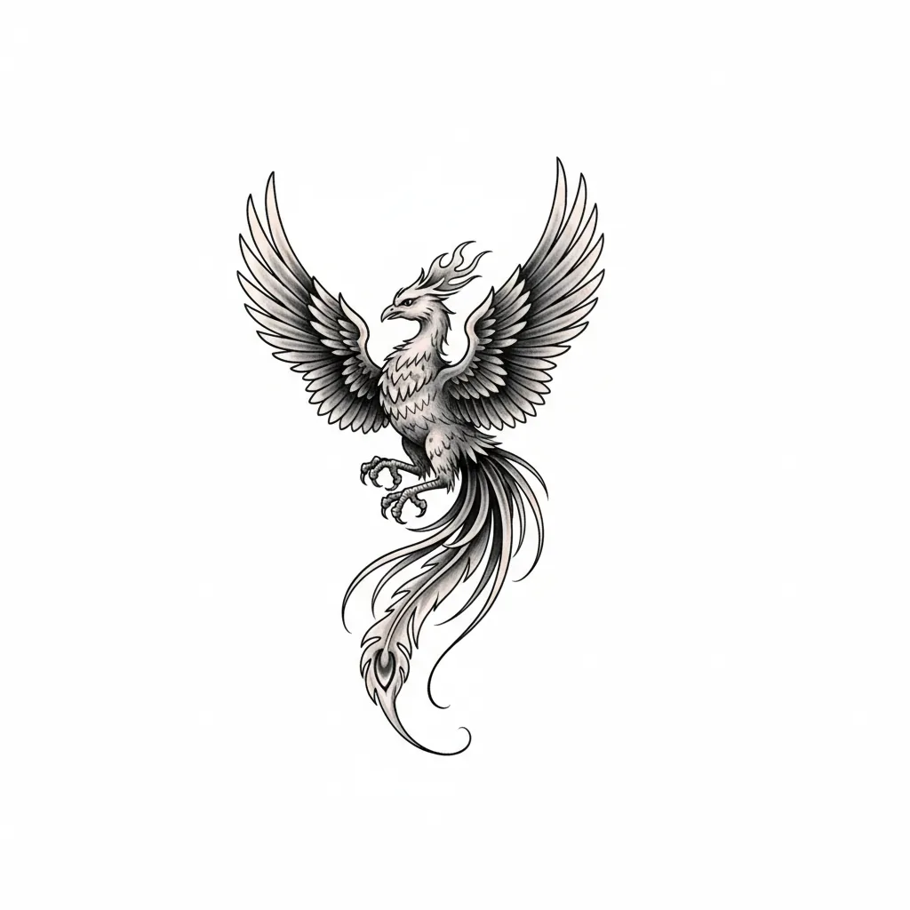 Blackwork phoenix tattoo idea for wrist