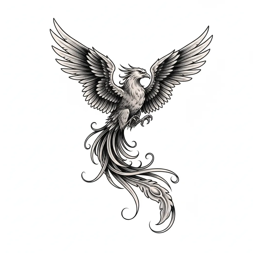 Traditional phoenix tattoo idea for back