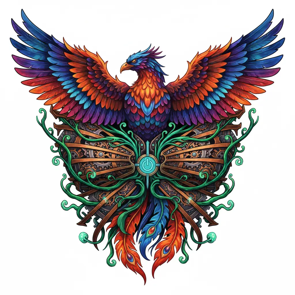 Color phoenix tattoo idea for collarbone