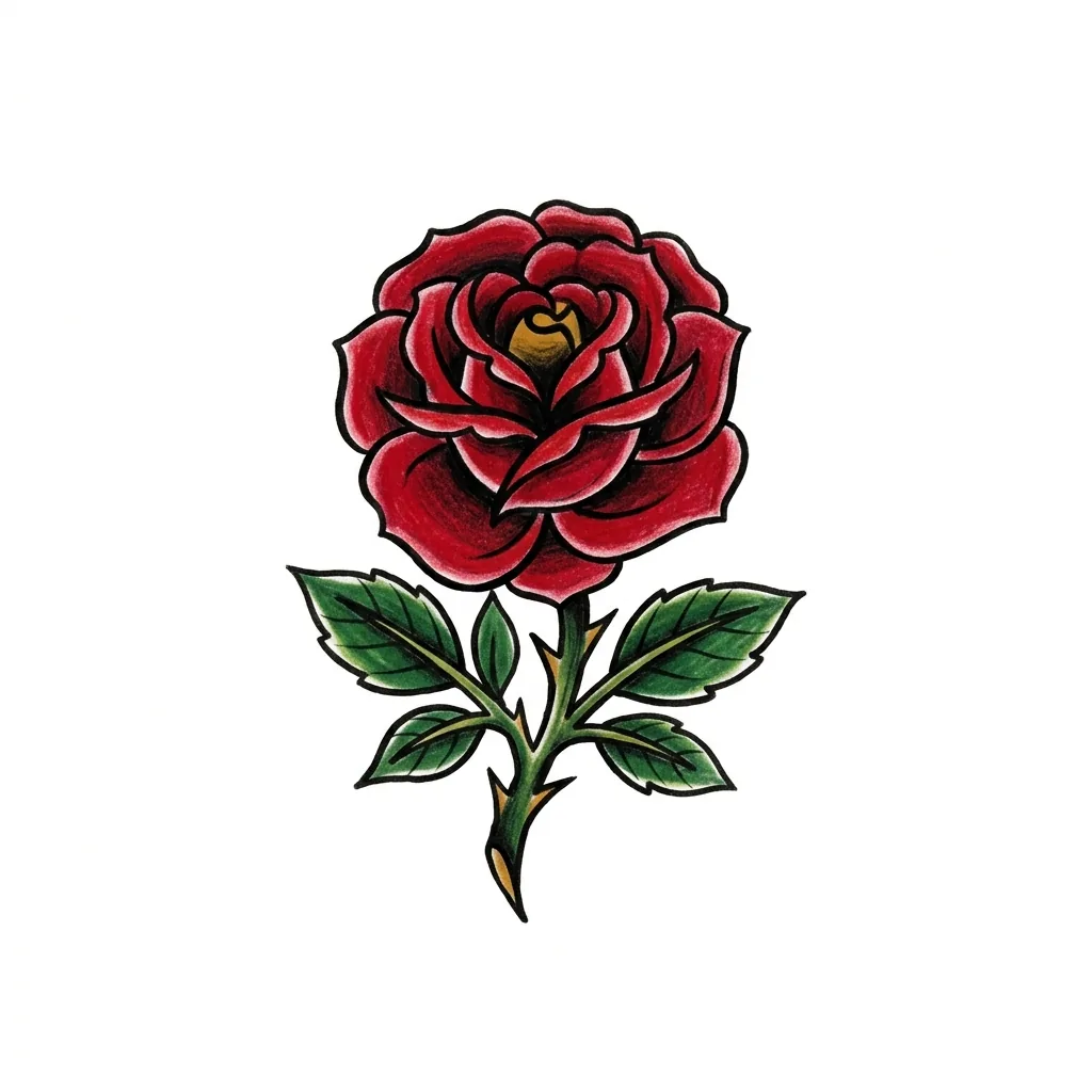Traditional rose tattoo idea for back