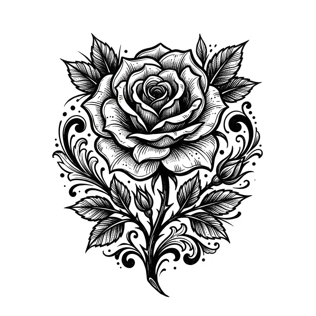 Realistic rose tattoo idea for shoulder