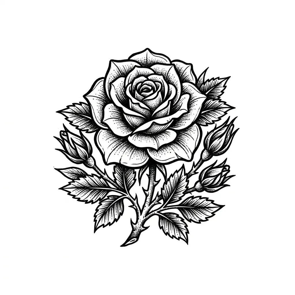 Blackwork rose tattoo idea for wrist