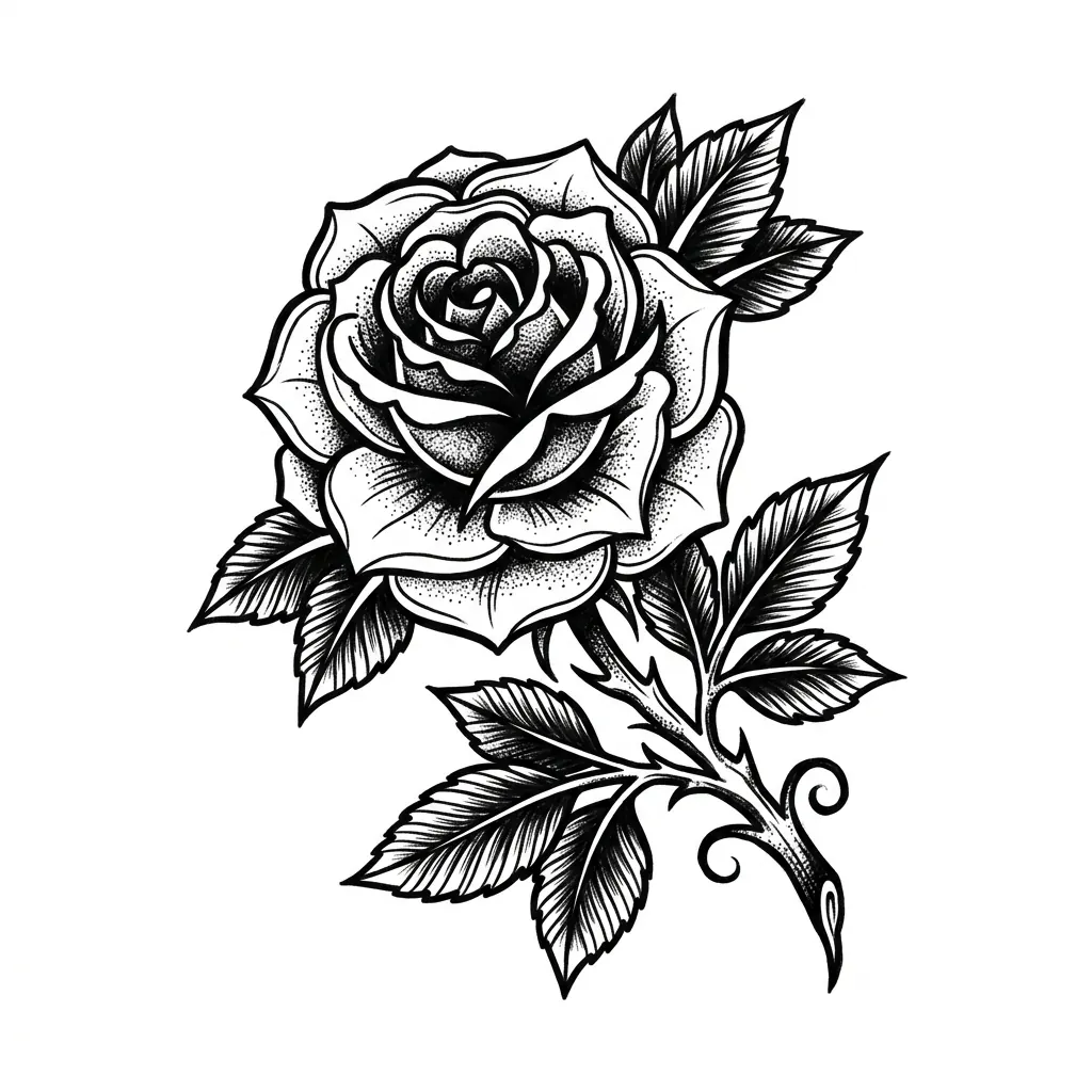 Traditional rose tattoo idea for back