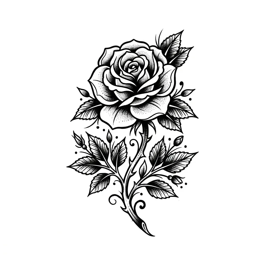 Geometric rose tattoo idea for upper arm