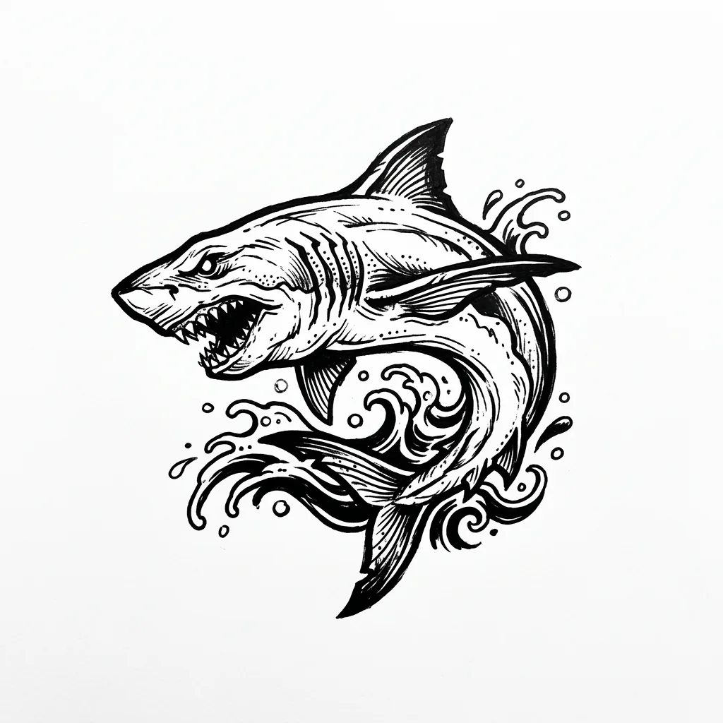 Geometric shark tattoo idea for upper arm