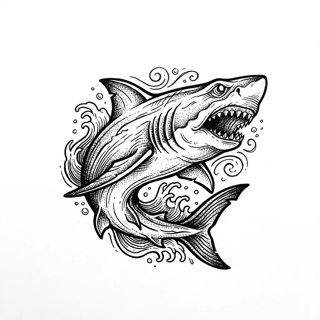 Color shark tattoo idea for collarbone