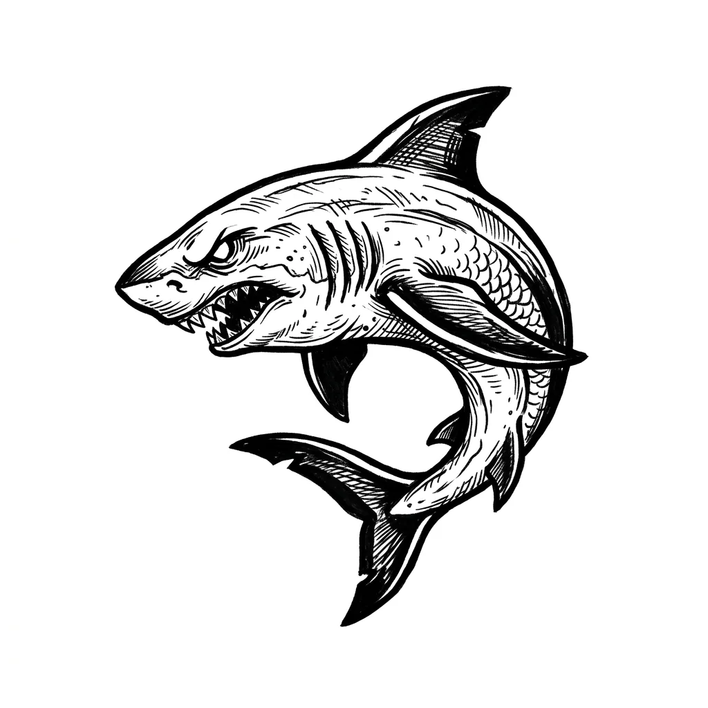 Fine-line shark tattoo idea for forearm