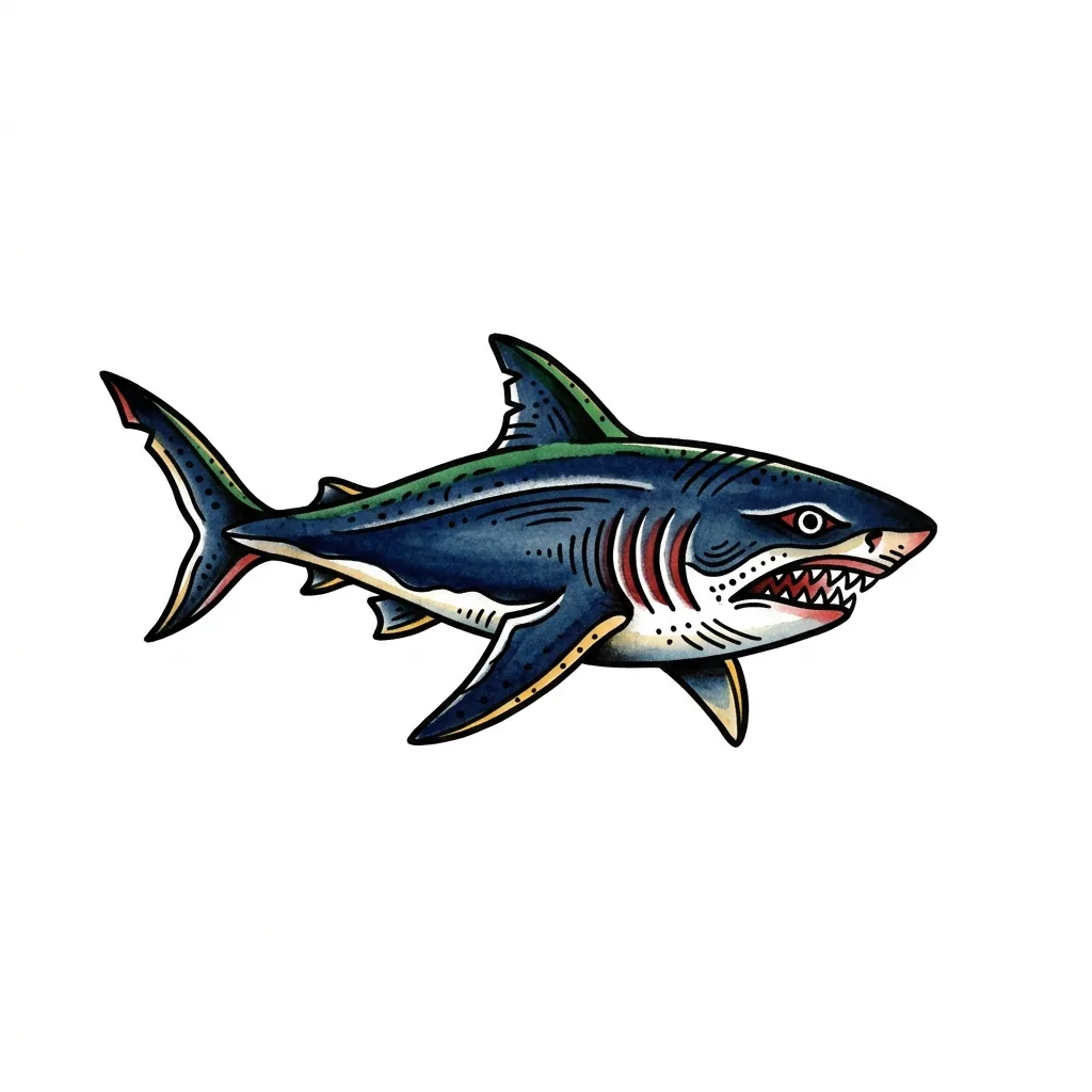 Traditional shark tattoo idea for back