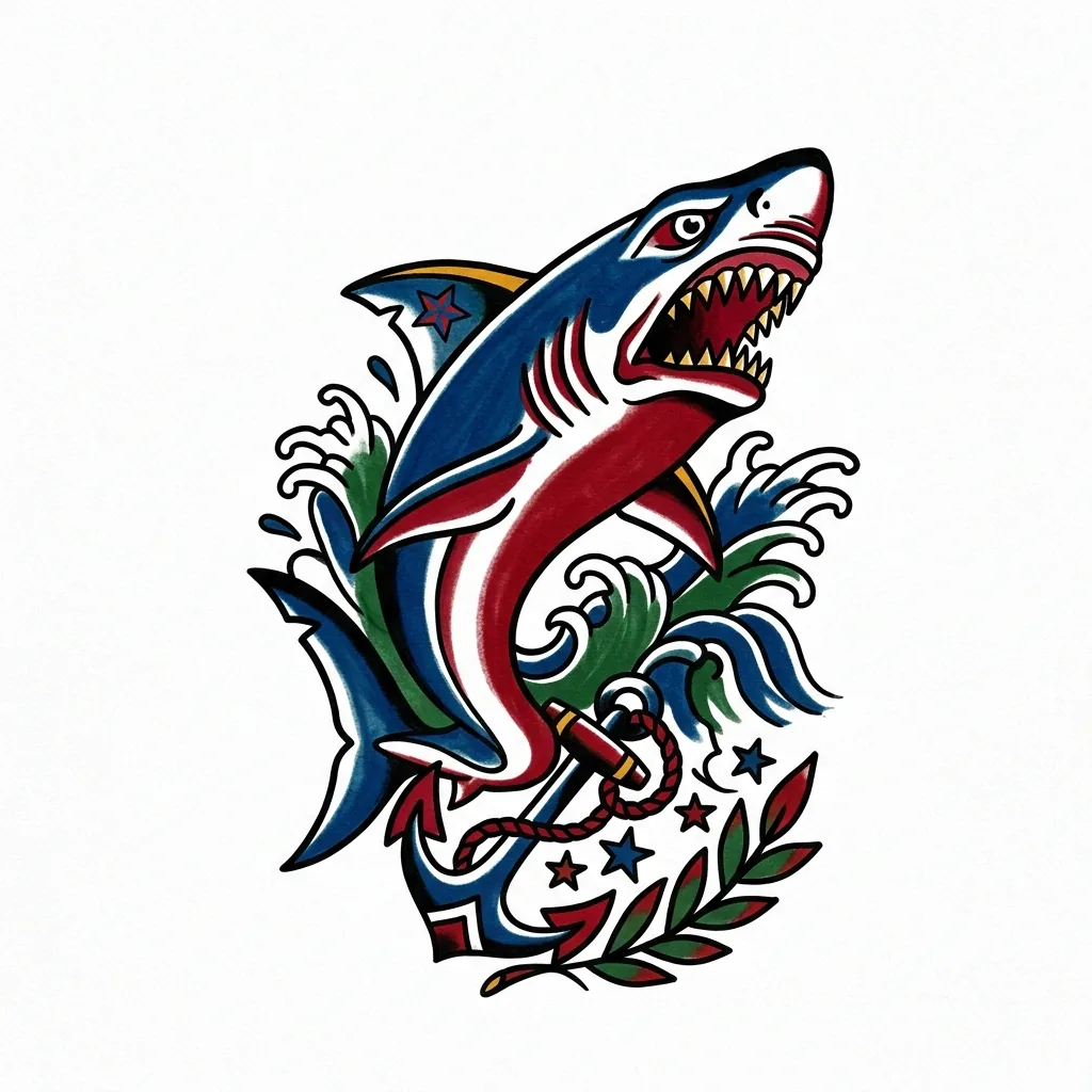 Geometric shark tattoo idea for upper arm