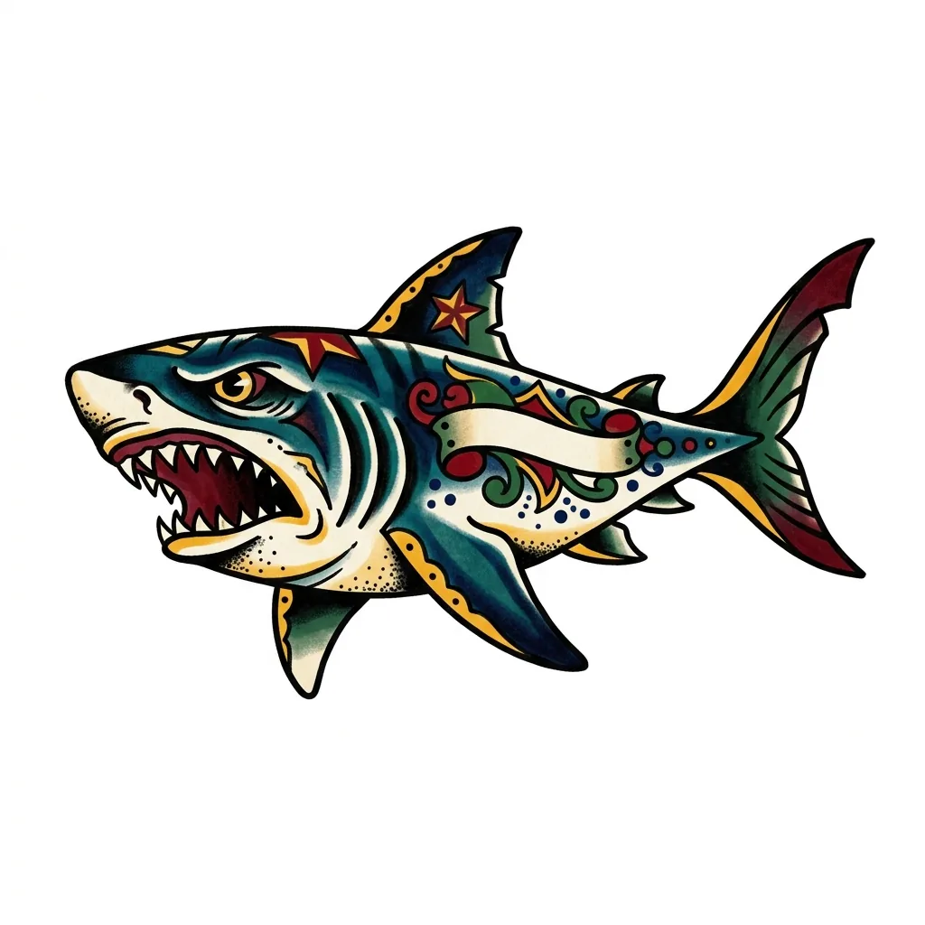 Fine-line shark tattoo idea for forearm