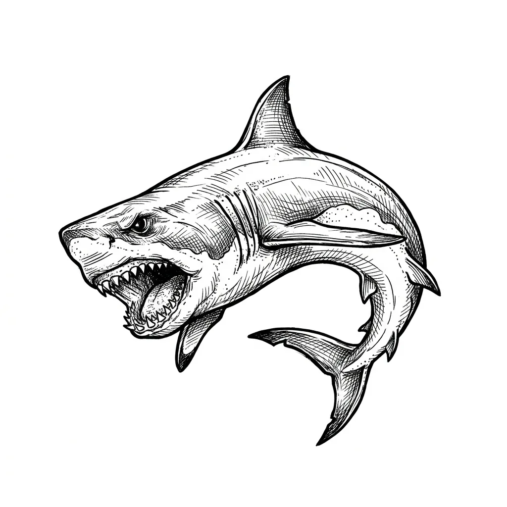 Realistic shark tattoo idea for shoulder