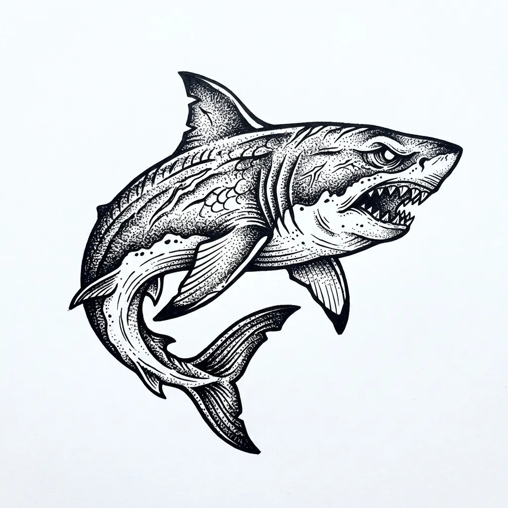 Blackwork shark tattoo idea for wrist