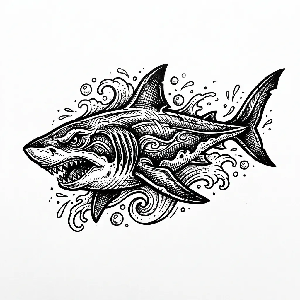 Color shark tattoo idea for collarbone