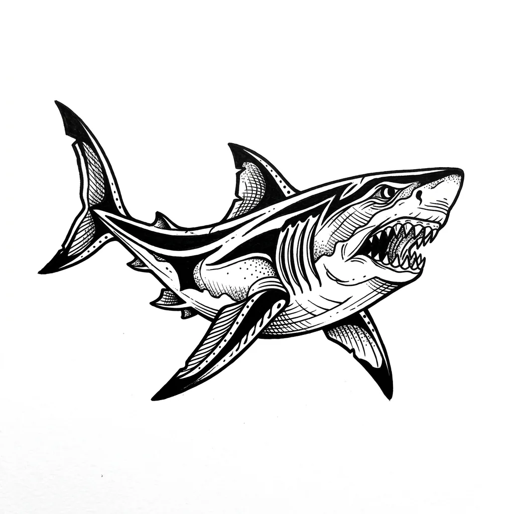 Realistic shark tattoo idea for shoulder