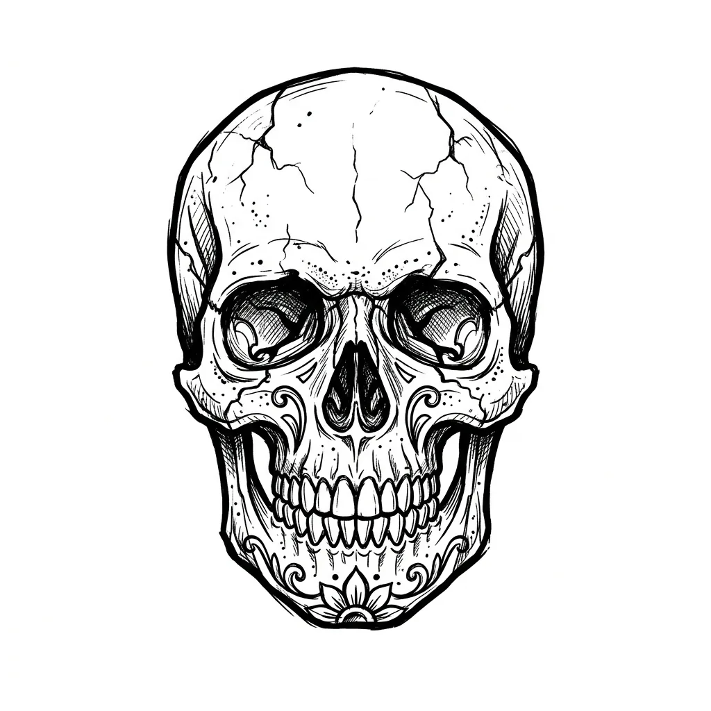 Geometric skull tattoo idea for upper arm