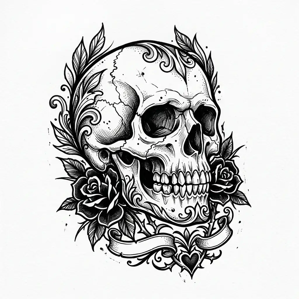 Color skull tattoo idea for collarbone