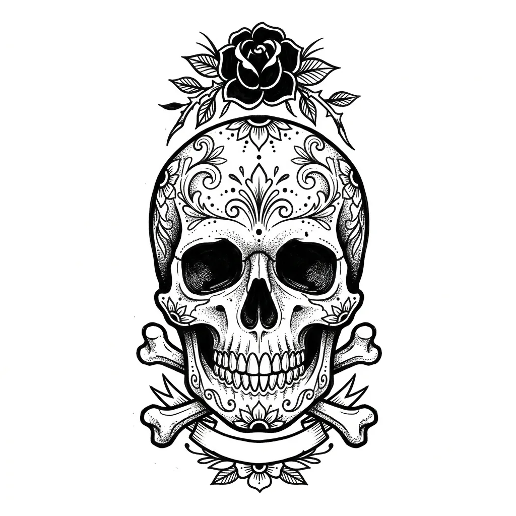 Fine-line skull tattoo idea for forearm