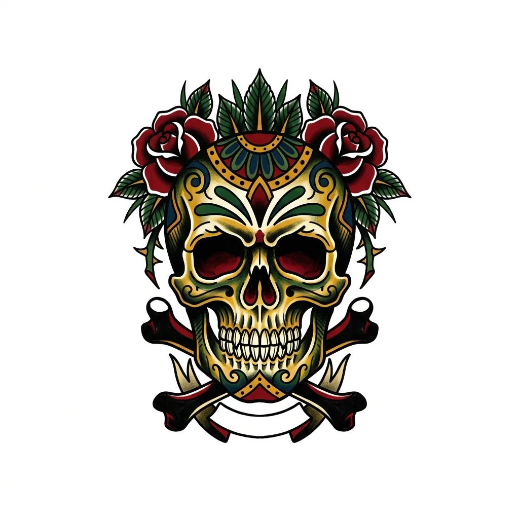 Blackwork skull tattoo idea for wrist