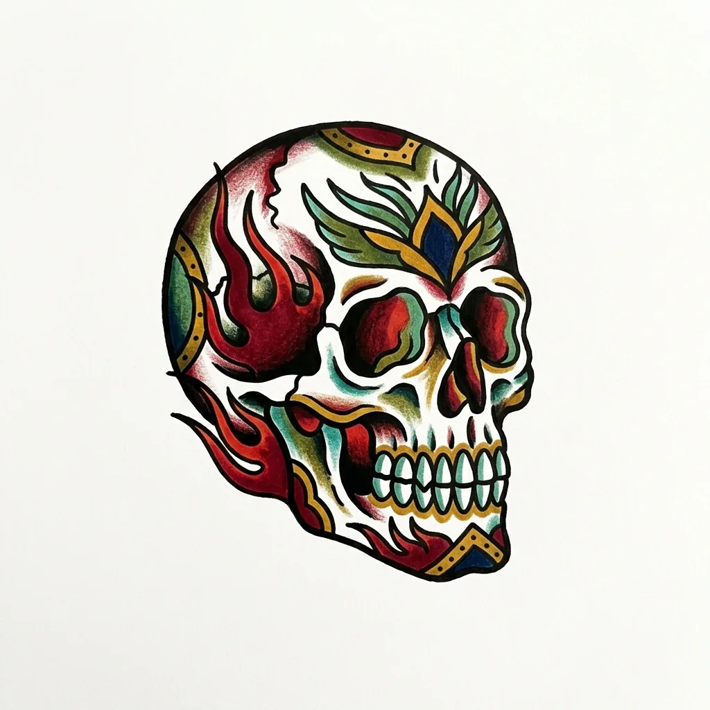 Geometric skull tattoo idea for upper arm