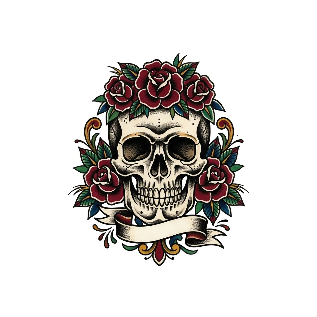 Fine-line skull tattoo idea for forearm