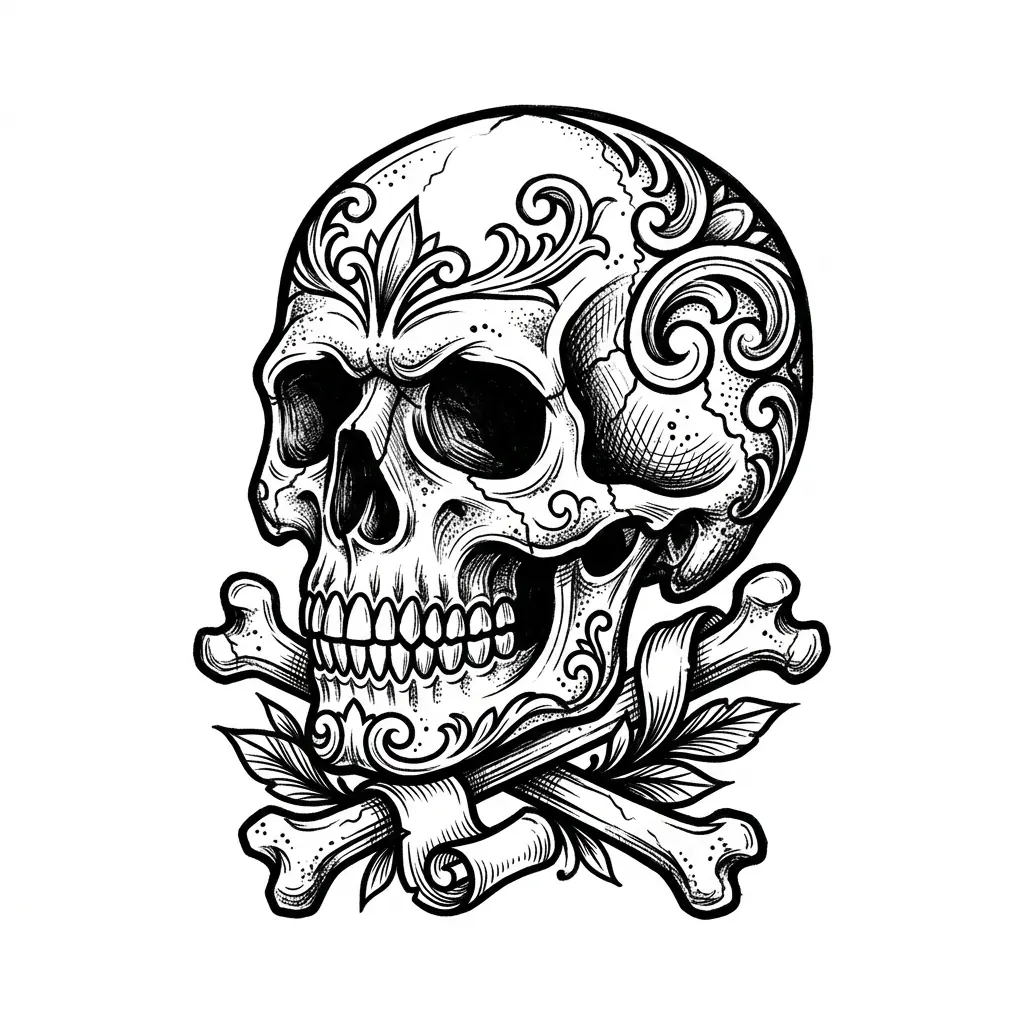 Realistic skull tattoo idea for shoulder
