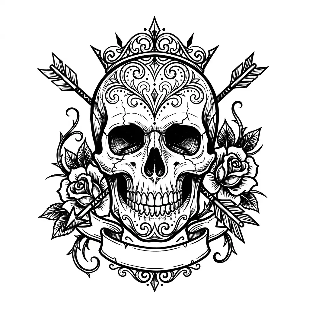 Geometric skull tattoo idea for upper arm
