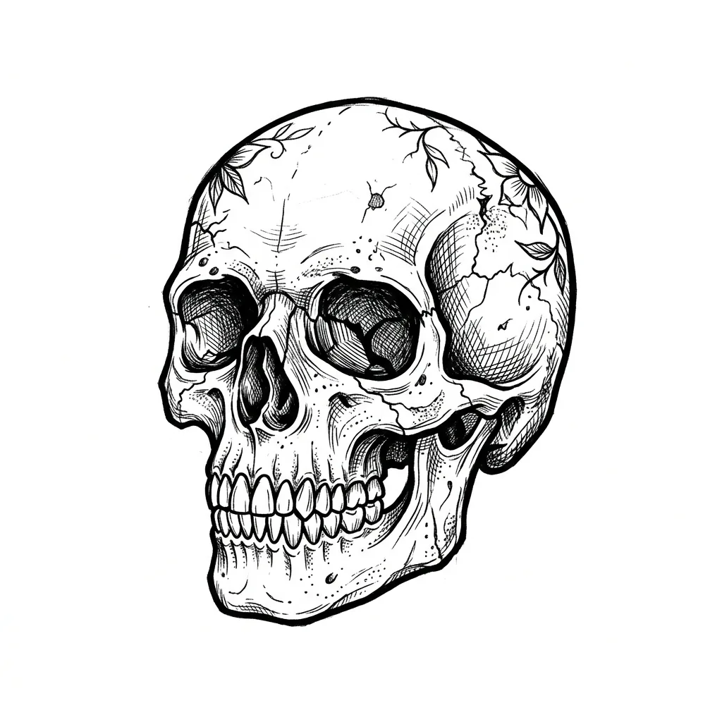 Fine-line skull tattoo idea for forearm