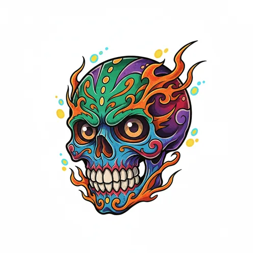 Traditional skull tattoo idea for back