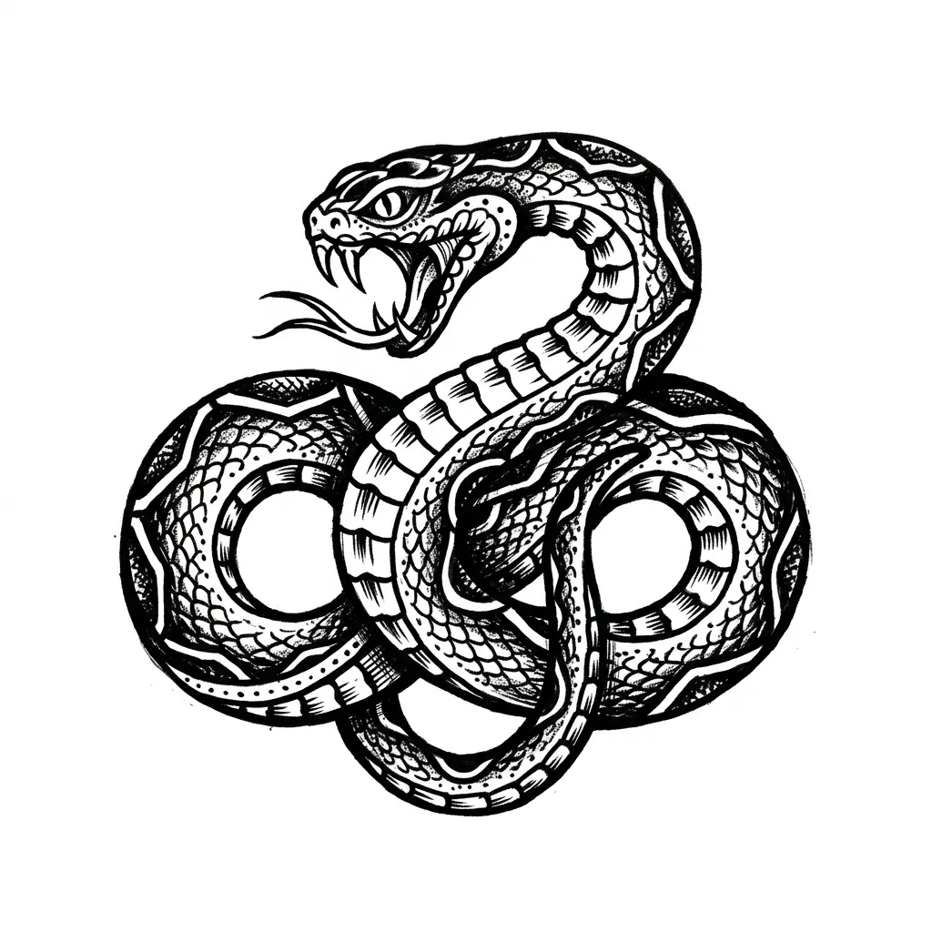 Geometric snake tattoo idea for upper arm