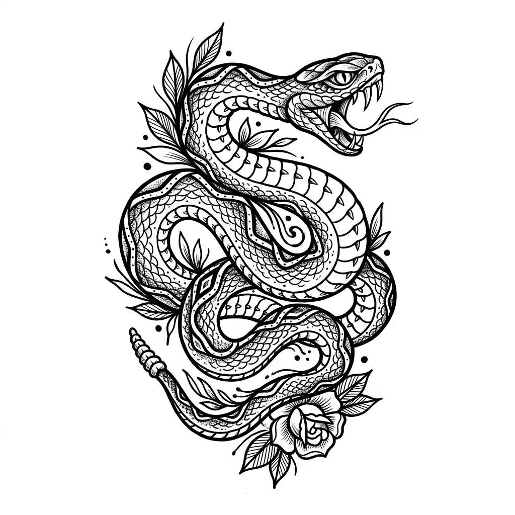 Color snake tattoo idea for collarbone