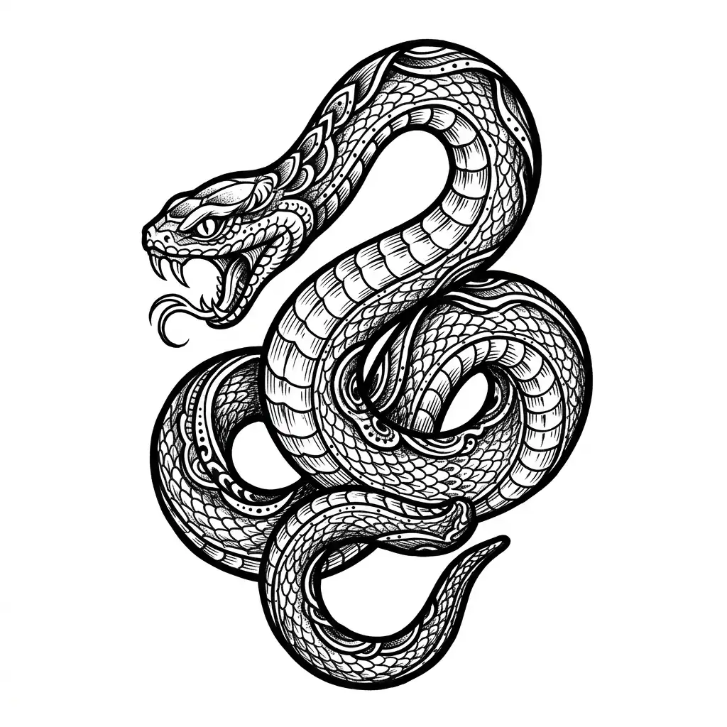 Traditional snake tattoo idea for back