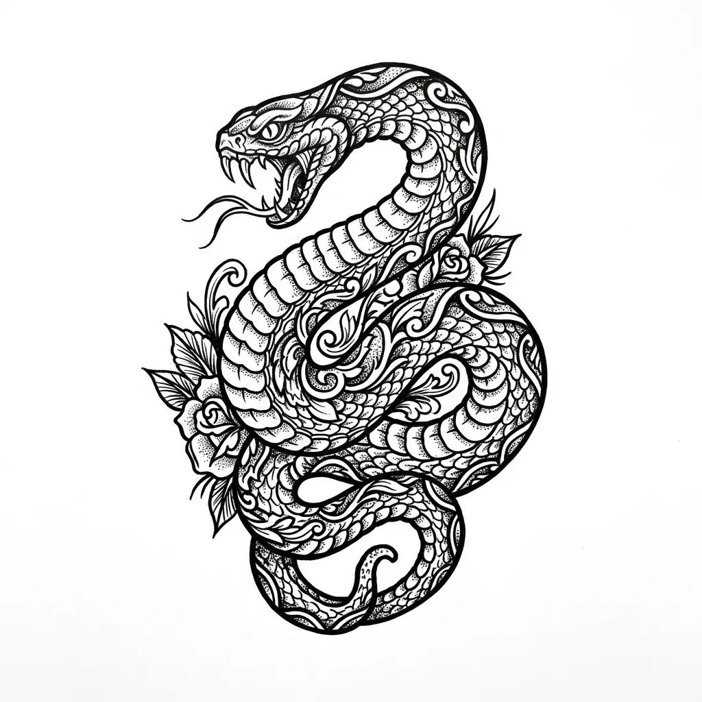 Geometric snake tattoo idea for upper arm