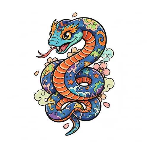 Traditional snake tattoo idea for back