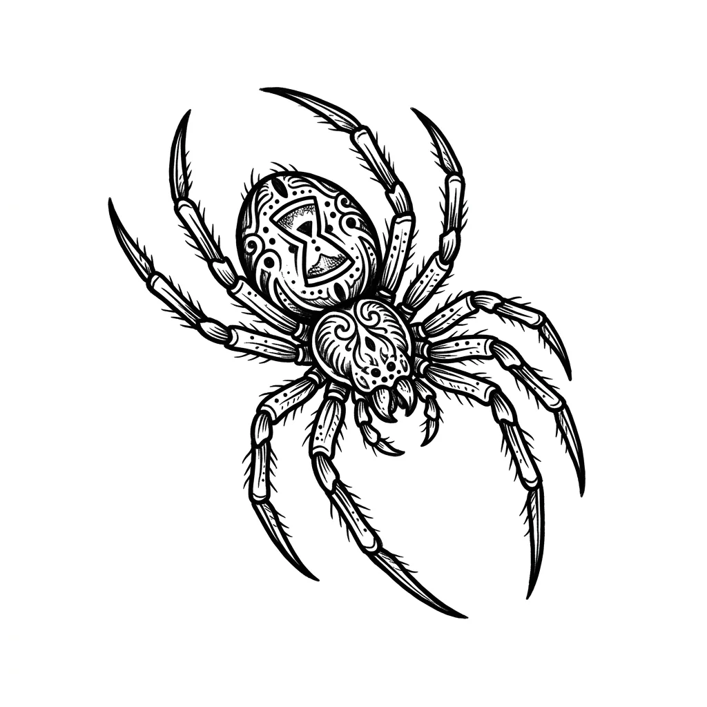 Geometric spider tattoo idea for upper arm