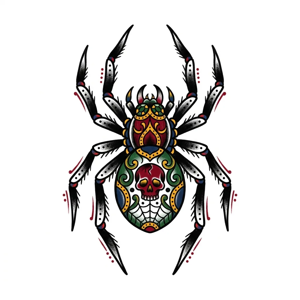 Blackwork spider tattoo idea for wrist