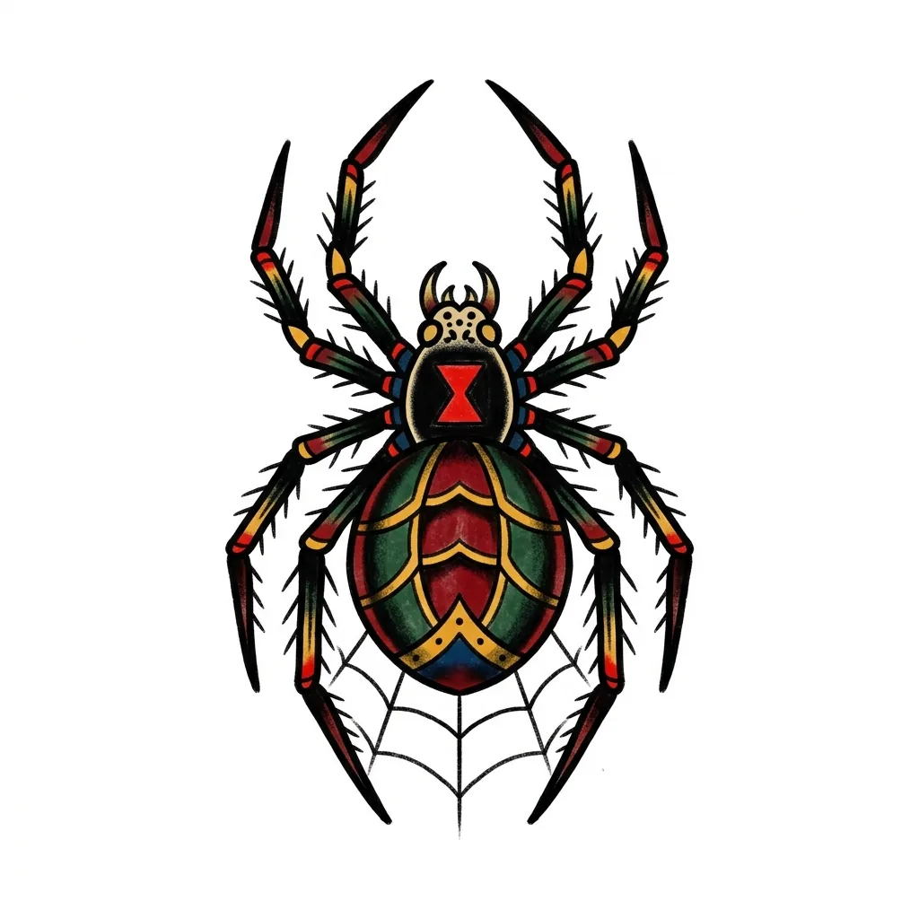 Geometric spider tattoo idea for upper arm