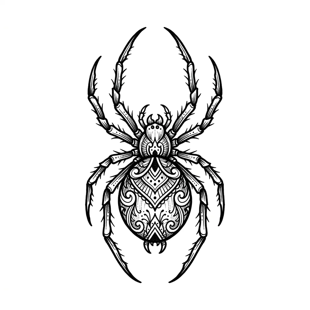 Traditional spider tattoo idea for back