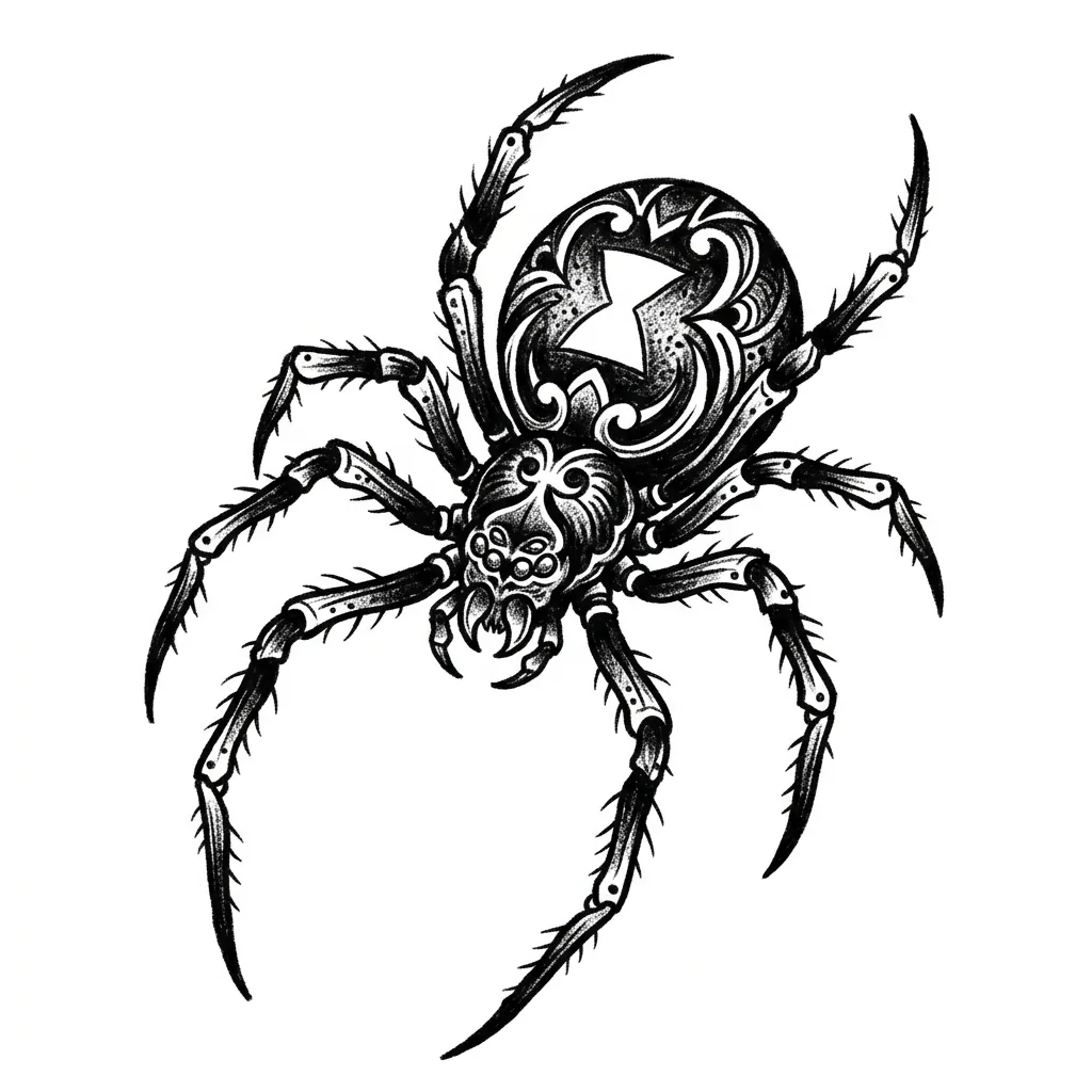 Realistic spider tattoo idea for shoulder